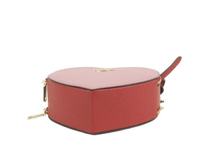 Small Pink Colorblock Crossgrain Leather Heart Crossbody Handbag