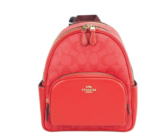 Mini Court Miami Red Signature Coated Canvas Shoulder Backpack Bag
