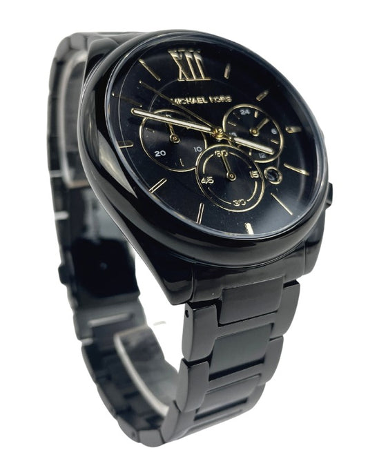 MK7110 Janelle Black Gold Stainless Steel Chronograph Wrist Watch