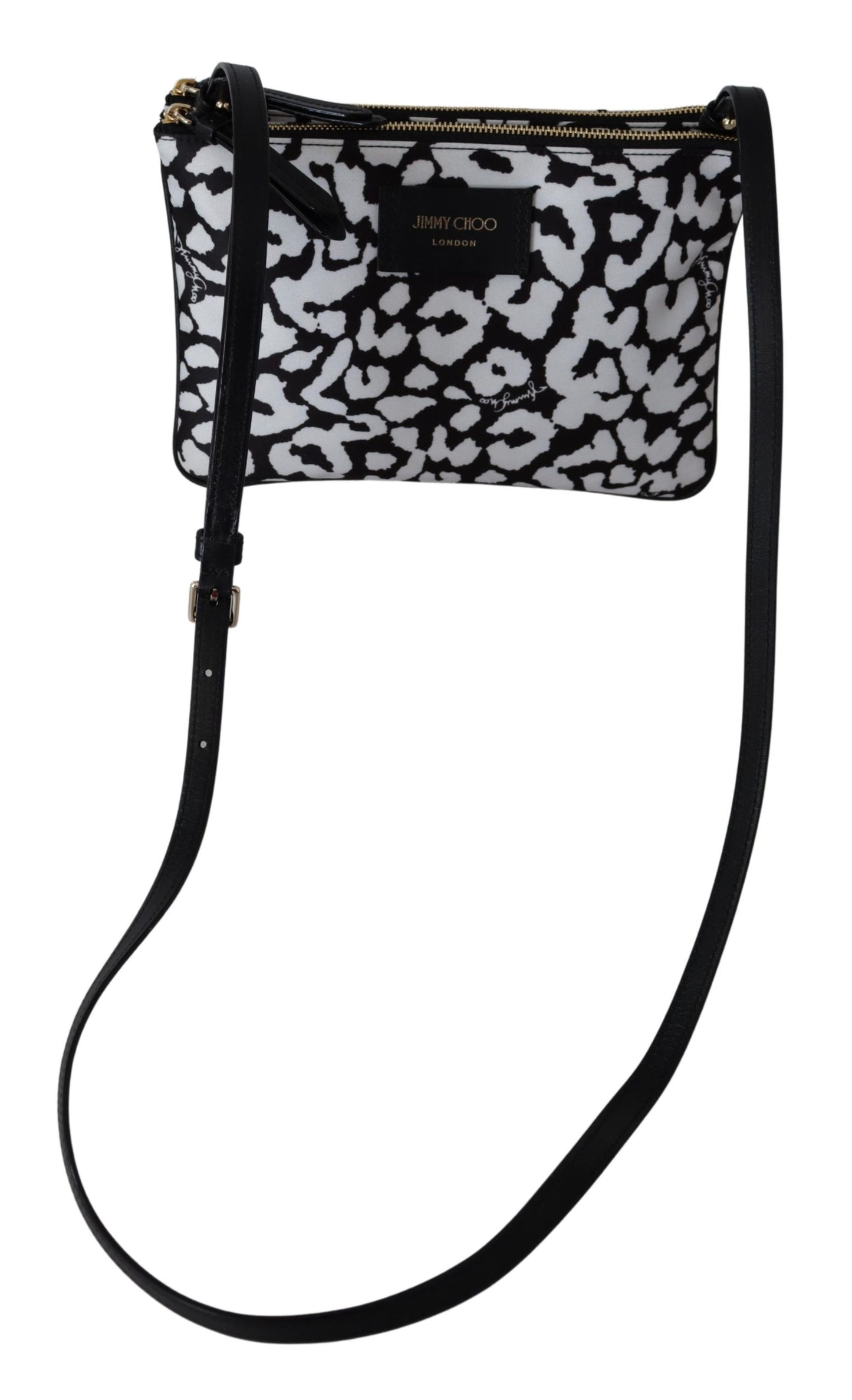 White & Black Nylon Candice Clutch Shoulder Bag