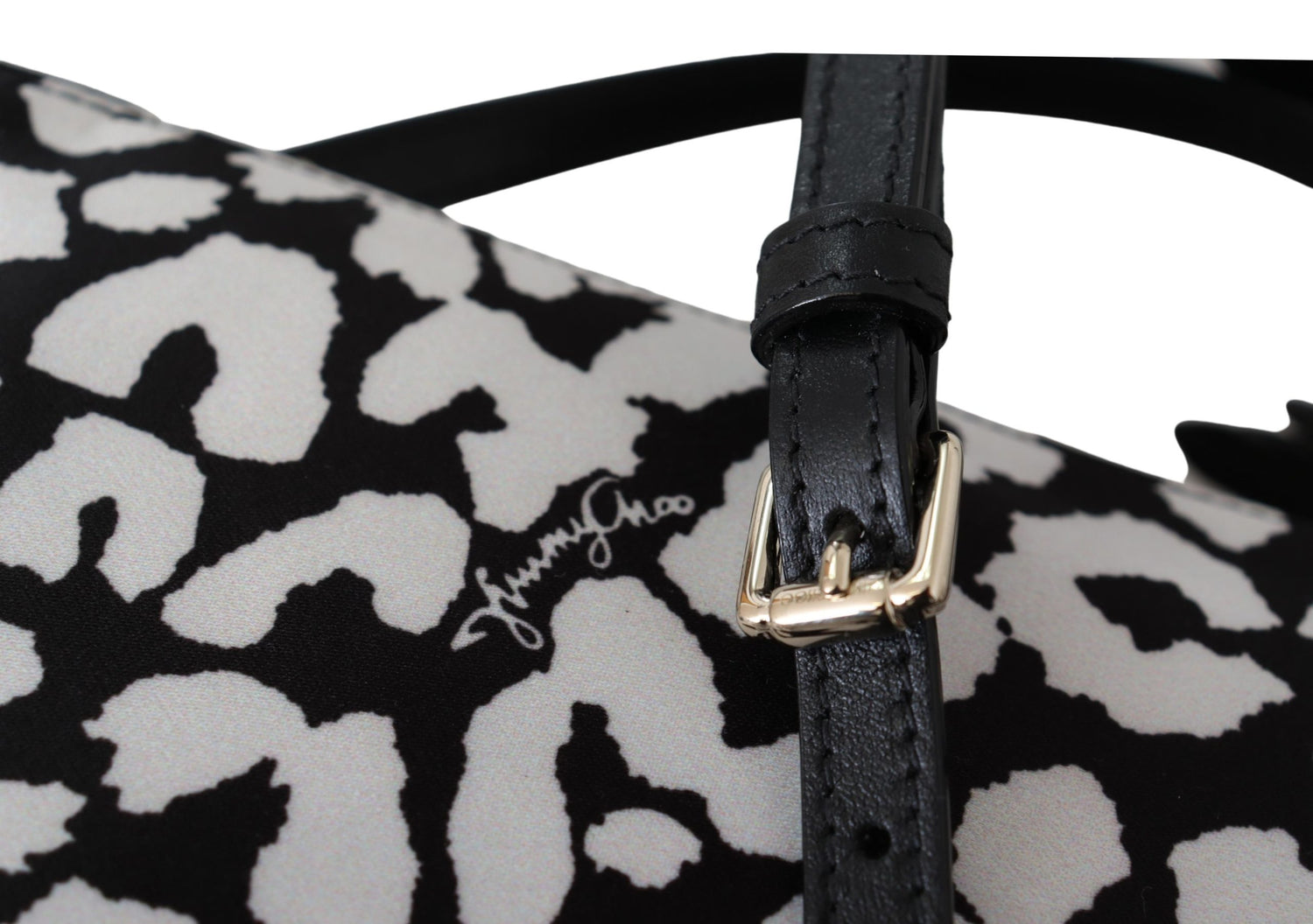 White & Black Nylon Candice Clutch Shoulder Bag