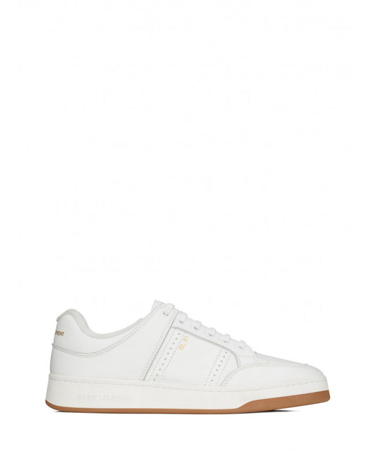 White Calf Leather Low-Top Sneakers