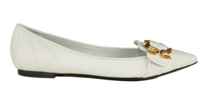 White Leather Flat Shoe
