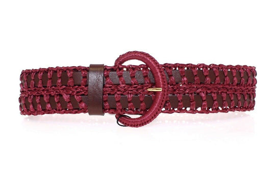 Purple Leather Logo Waist Cintura Belt