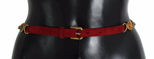 Red Suede Bordeaux Crystal Waist Belt