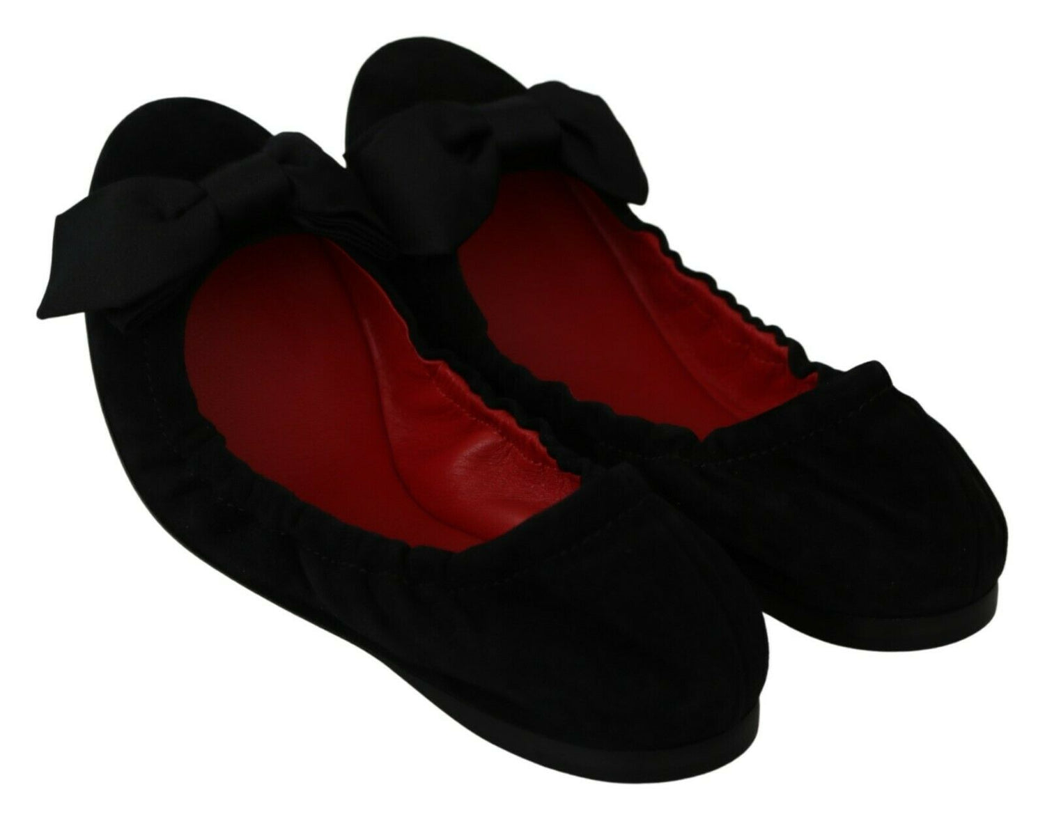 Black Suede Red Ballerina Flats Shoes