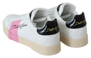 White Pink Leather Classic Sneakers Shoes