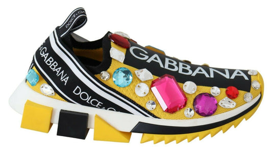 Yellow Multicolor Crystals Sneakers Shoes
