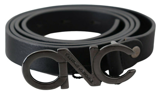 Black Genuine Leather Logo Belt