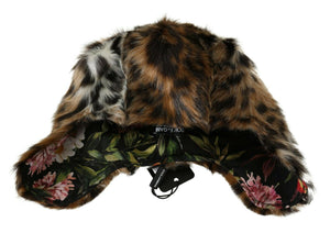 Brown Fur Leopard Print Russian Hat