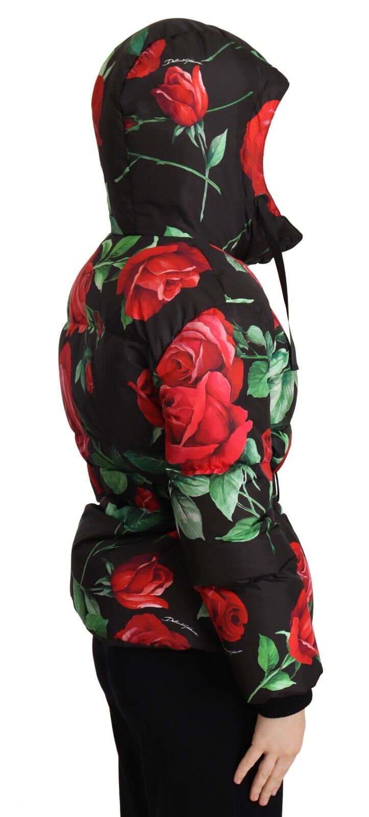 Black Roses Floral Parka Hooded Jacket