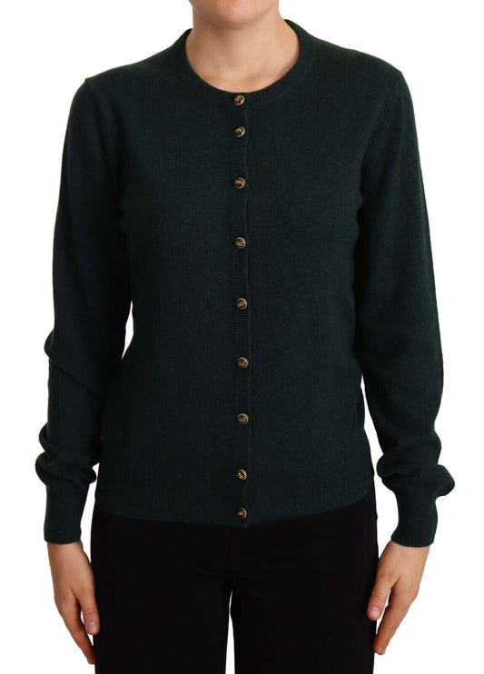 Green Cashmere DG Buttons Cardigan Sweater