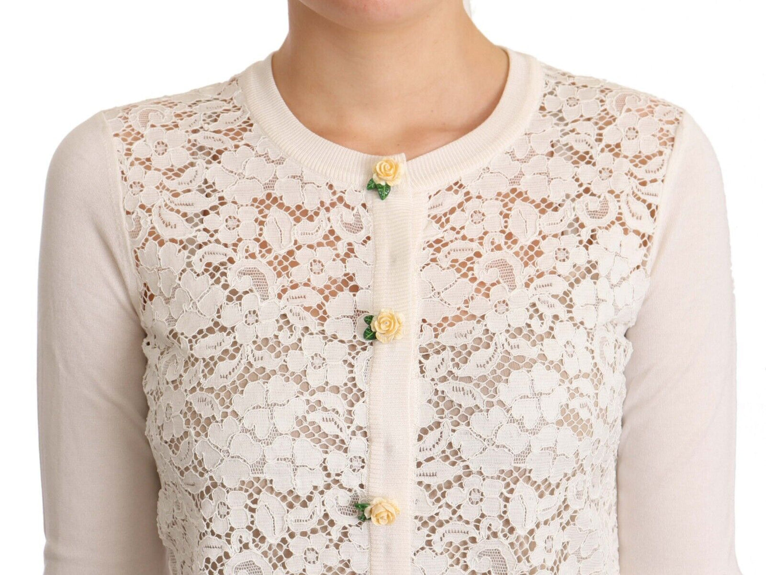 White Floral Lace Silk Cardigan  Sweater
