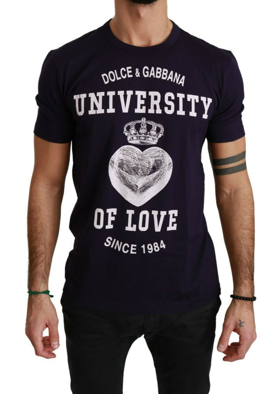 Cotton Purple Crewneck Love  T-shirt