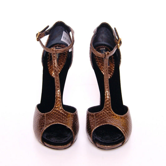 Bronze Leather Platform Pumps Shoes