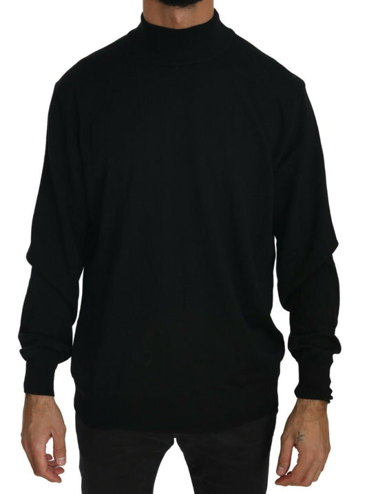 Black Turtle Neck Pullover Top Virgin Wool Sweater