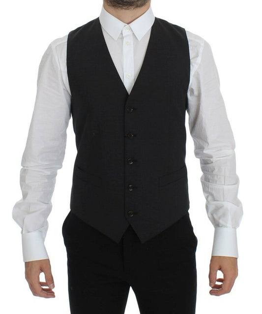 Gray Wool Stretch Dress Blazer Vest