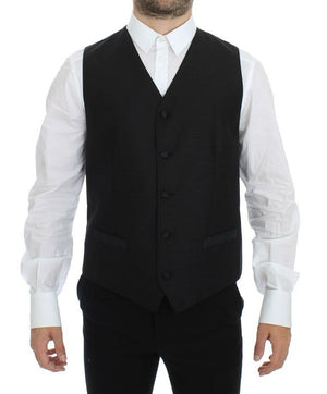 Gray Wool Stretch Dress Blazer Vest