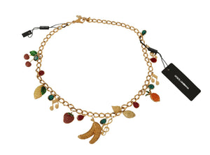 Gold Brass Fruit Crystal Waist Necklace Belt