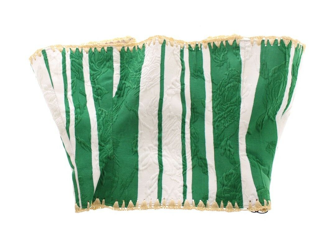 Green Striped Corset  Woven Raffia Waist Belt