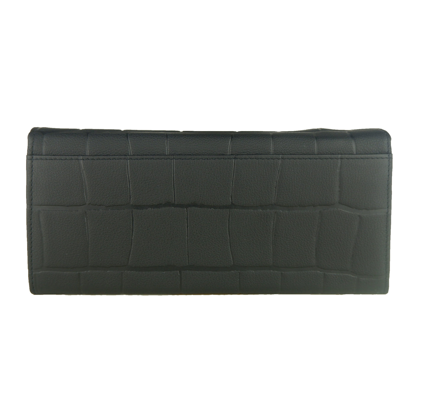 Black Calf Leather Croco Texture Crossbody Bag